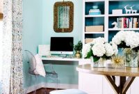 Elegant blue office decor ideas 12