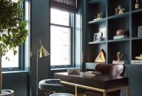 Elegant blue office decor ideas 18