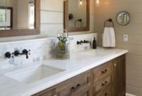 Lovely modern farmhouse design for bathroom remodel ideas 20