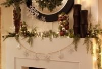 Creative rustic christmas fireplace mantel décor ideas 02