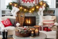 Creative rustic christmas fireplace mantel décor ideas 08