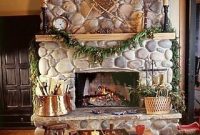 Fabulous rock stone fireplaces ideas for christmas décor 06