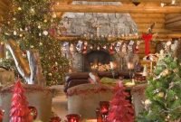 Gorgoeus rustic stone fireplace with christmas décor 01
