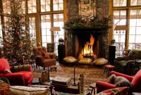 Gorgoeus rustic stone fireplace with christmas décor 05