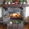 Gorgoeus rustic stone fireplace with christmas décor 08