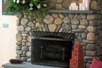 Gorgoeus rustic stone fireplace with christmas décor 10