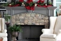 Gorgoeus rustic stone fireplace with christmas décor 19