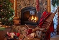 Gorgoeus rustic stone fireplace with christmas décor 20