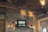 Gorgoeus rustic stone fireplace with christmas décor 21