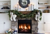Gorgoeus rustic stone fireplace with christmas décor 28
