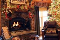 Gorgoeus rustic stone fireplace with christmas décor 36