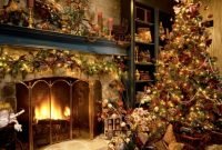 Gorgoeus rustic stone fireplace with christmas décor 39