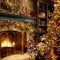 Gorgoeus rustic stone fireplace with christmas décor 39