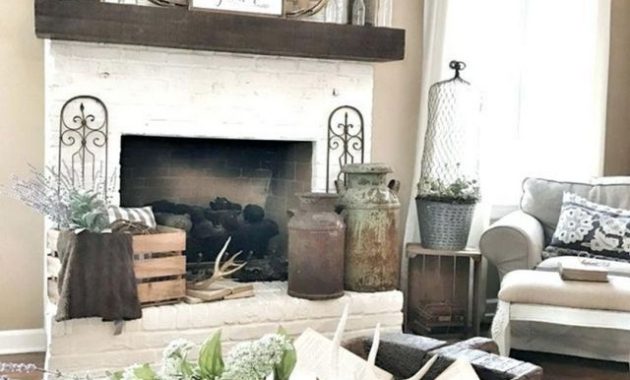 Unique farmhouse fireplace design ideas for living room45