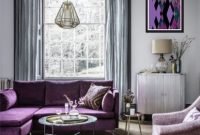 Modern living room ideas with purple color schemes28