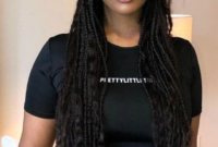 Long box braids hairstyles with curly ends