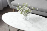 White marble oval coffee table