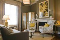 Taupe and yellow living room