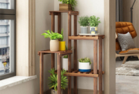 Multi tiered wooden plant stands