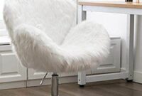 White fur vanity chair