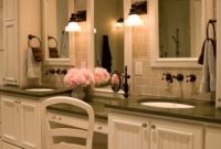 Double bathroom vanity with makeup area