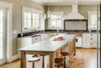 Long narrow kitchen island with seating