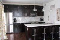 Dark cabinets with white countertops